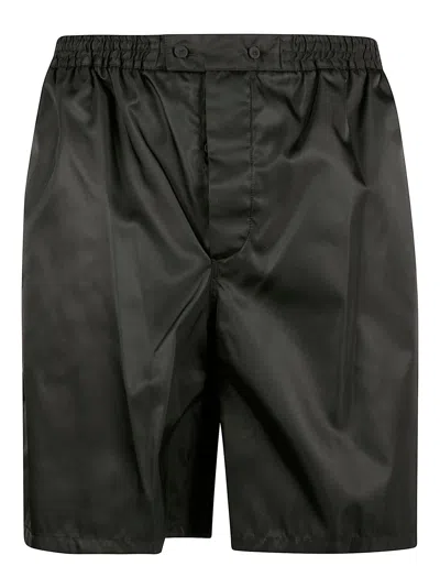 Prada Ribbed Waist Shorts In Black