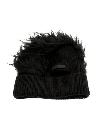 Pre-owned Prada Ribbed Winter Beanie In Black