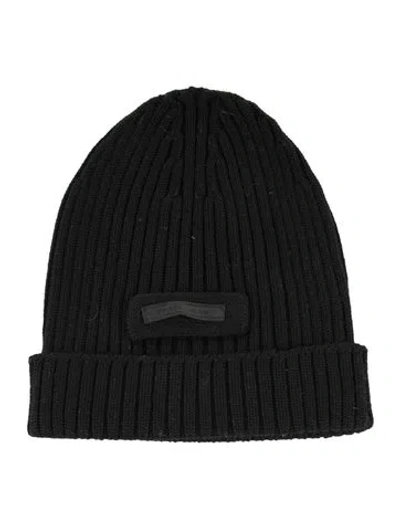 Pre-owned Prada Ribbed Winter Beanie In Black