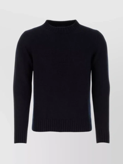 Prada Ribbed Wool Blend Sweater In Blue