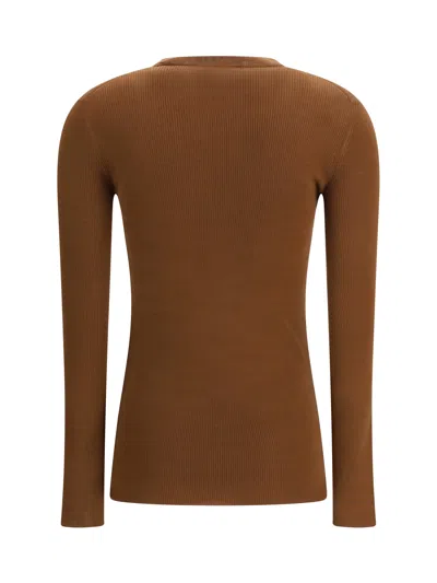 Prada Ribbed Wool Cardigan In Brown