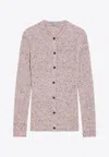 Prada Ribbed Wool Cardigan In Pink