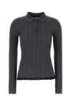 Prada Ribbed Wool-blend Blouse In Gray