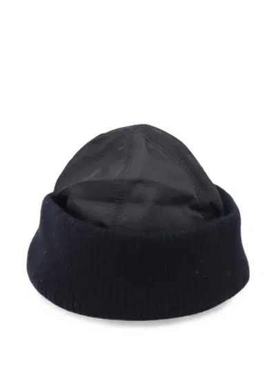 Pre-owned Prada Ribbed-knit Beanie Hat In Black