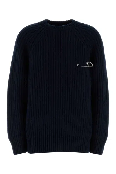 Prada Ribbed-knit Safety-pin Wool Sweater In Black