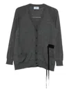 Prada Ribbon-detail Cardigan In Gray