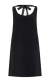 Prada Bow Detailing Crepe Mini Dress In Black