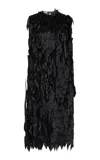 Prada Ribbon-embroidered Sablé Midi Dress In Black