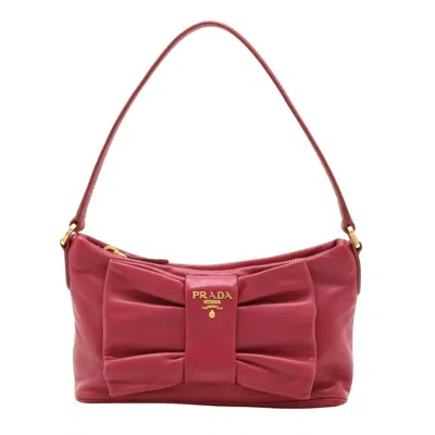 Prada Ribbon Pink Leather Clutch Bag ()