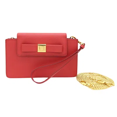 Prada Ribbon Leather Shopper Bag () In Red