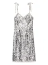 Prada Sequin Tie-shoulder Midi Dress In Metallic