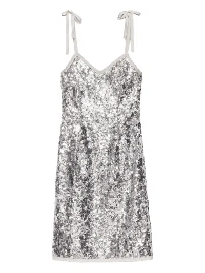 PRADA RIBBON-STRAP SEQUINNED DRESS