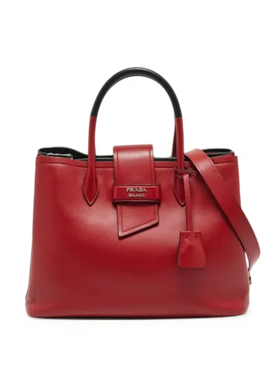 Pre-owned Prada Ribbon Tote Bag In Red