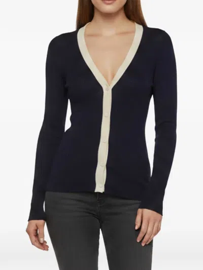 Pre-owned Prada Rib-knit Cardigan In Blue