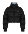 Prada Re-nylon Cropped Padded Jacket In Black