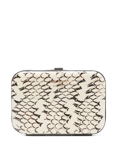 Prada Snakeskin Rigid Cardholder In Beige