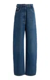 Prada Rigid High-rise Wide-leg Pants In Blue