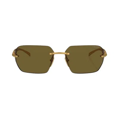 Pre-owned Prada Rimless Sunglasses 'gold' | Brown | Women's Size Onesize