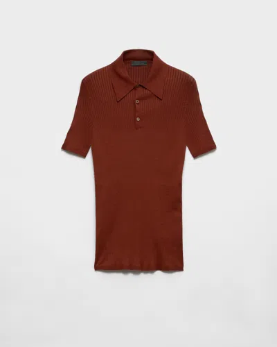 PRADA RIPPSTRICK-POLOSHIRT AUS BAUMWOLLE