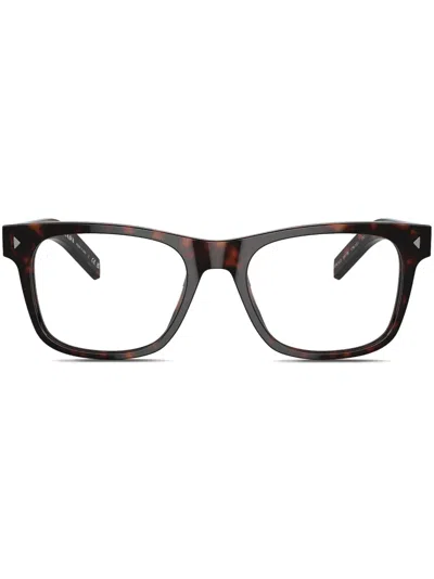 Prada Rivet-detail Square-frame Glasses In Brown