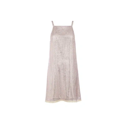 Prada Rhinestone Embroidered Dress In Pink