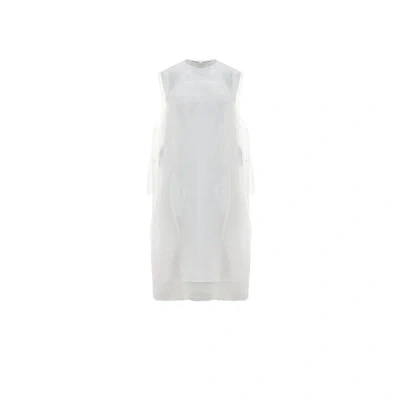 Prada Robe Midi Voile En Soie In White