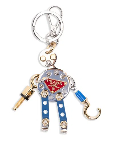 Prada Robot Bag Charm In Metallic