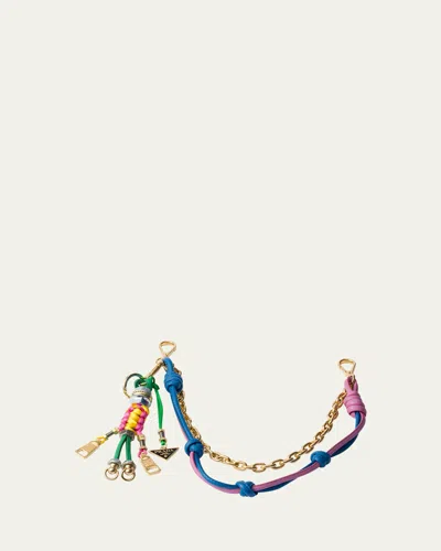 Prada Womens Green Pop Strings Keychain Charm In Black