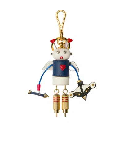 Prada Robot Bag Charm In Bright Blue/white