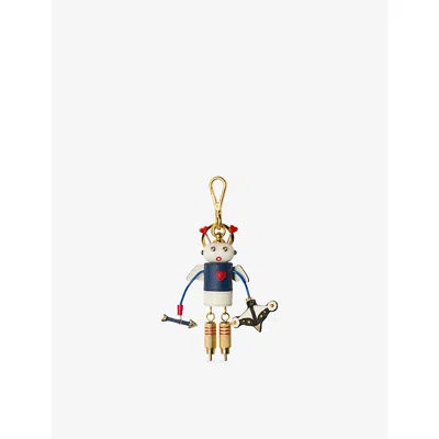 Prada Womens Blue Robot Brass Bag Charm