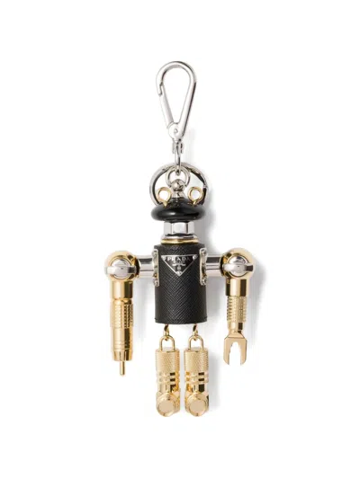 Prada Robot Charm Key Ring In Gold