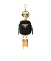 Prada Robot Re-nylong Bag Charm In Black