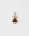 Prada Robot Plexiglas And Saffiano Leather Keychain Charm In Gold