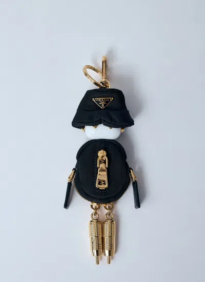 Prada Robot Re-nylon Bag Charm In Black
