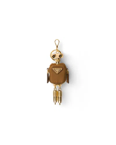 Prada Robot Re-nylon Keychain Charm In Pink