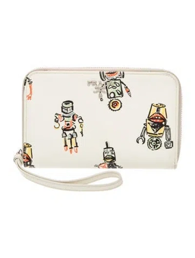 Pre-owned Prada Robot Round Zip Long Wallet Continental Wallet In White