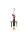 Prada Robot Saffiano Leather Key Ring Charm In Black