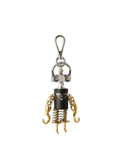 Prada Robot Saffiano Leather Keychain Charm In Multi
