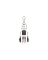 Prada Saffiano-leather Robot Keychain Trick In Steel/black
