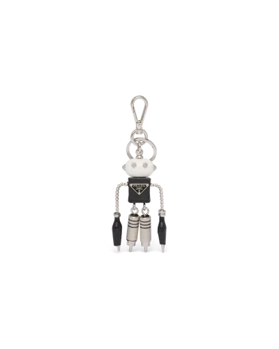 PRADA ROBOT SAFFIANO LEATHER KEYCHAIN CHARM