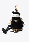 Prada Logo-plaque Robot Bag Charm In Black