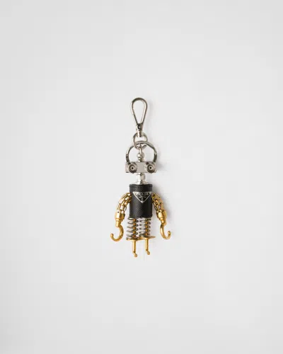 PRADA ROBOT SAFFIANO LEATHER KEYCHAIN CHARM
