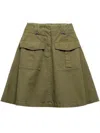 Prada Womens Green Flared Patch-pockets Cotton Cargo Skirt In Green