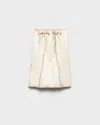 Prada Abstract Print Drawstring Waist Front Slit Skirt In White