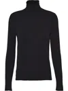 Prada High Neck Cropped Cashmere Sweater In Black