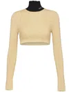 Prada Roll-neck Lamé Jumper In Gold