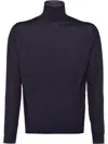 Prada Roll-neck Wool Jumper In Blue