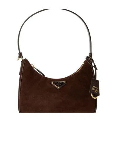 Prada Rolled-up Fur Shoulder Bag In Brown