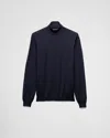 Prada Knit Crew Neck Sweater In Navy