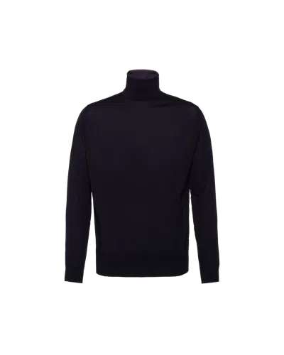 Prada Turtleneck Knitted Pullover In Black